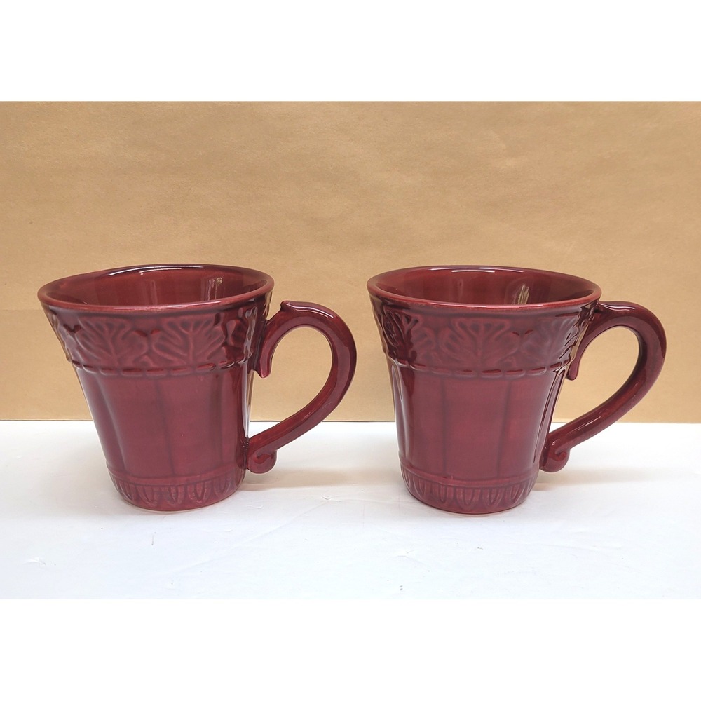 Set of 2‎ Better Homes And Garden Home Interior Cranberry Coffee Mugs 4"H